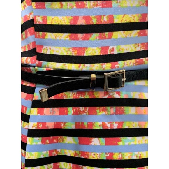 My Michelle Striped Multicolor Sleeveless Fit & Flare Dress Back Zipper Size 5 - Picture 9 of 16